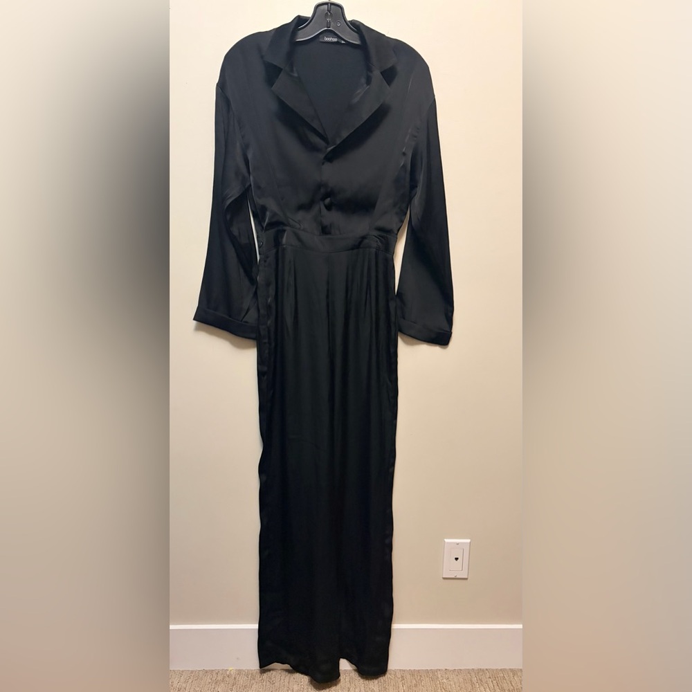 Boohoo Black Long Sleeve Jumpsuit